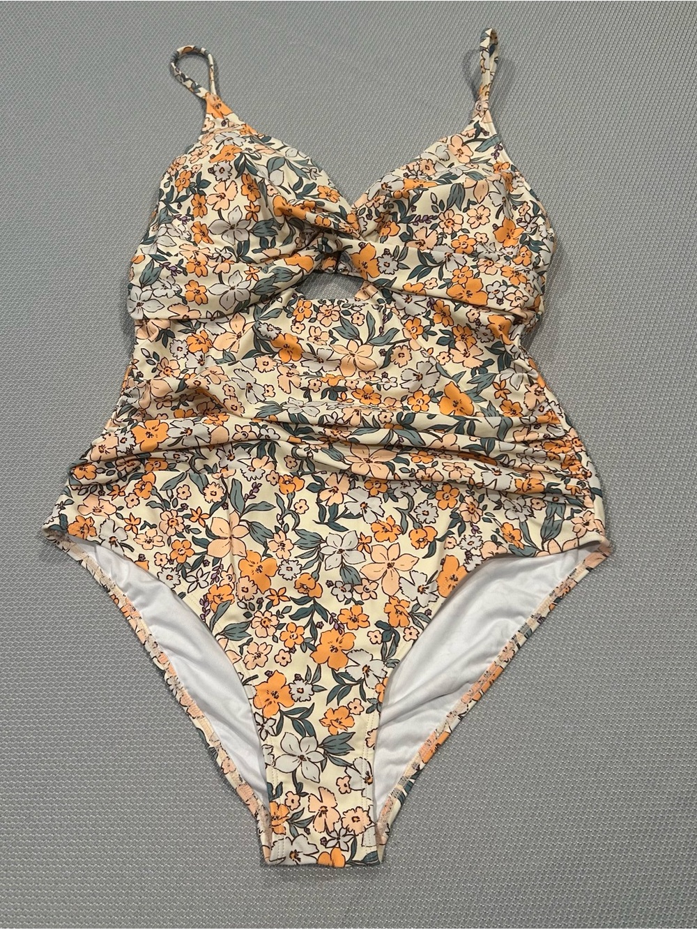 Cupshe Cream and Orange Floral One-Piece Swimsuit